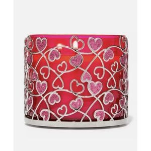 2 Pink Glitter Heart Candle Holders